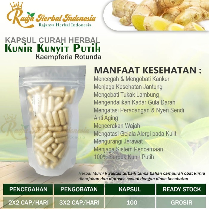 

Terlaris Kapsul Curah Kunir Kunyit Putih Kanker Kolesterol Stroke 100 Capsul