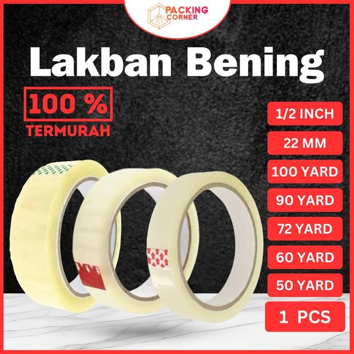

Lakban Bening Isolasi 1 Inch Inci 1 24MM 24 MM 50 72 90 100 yard OPP Plakban Tape ATK Perekat Kuat