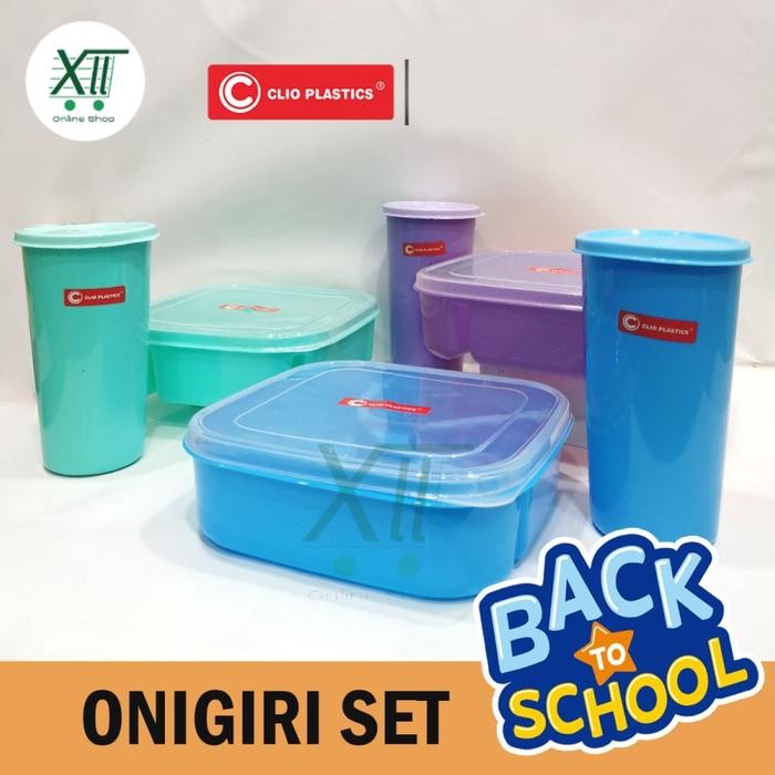 

CLIO PLASTICS ONIGIRI SET LUNCH BOX SET 2 Pcs Paket Tempat Bekal Plastik Makanan dan Minuman + Botol