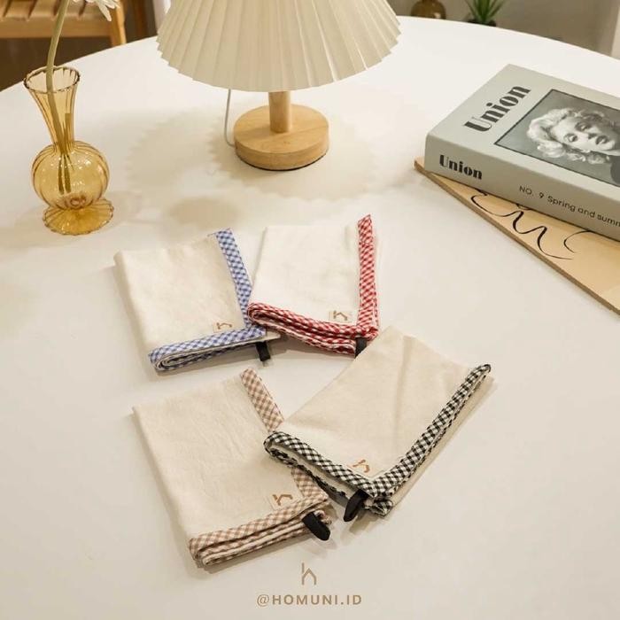 

Napkin Kain Linen Dengan Pinggiran Kotak-Kotak/Alas Piring/Tatakan Piring untuk Property Foto