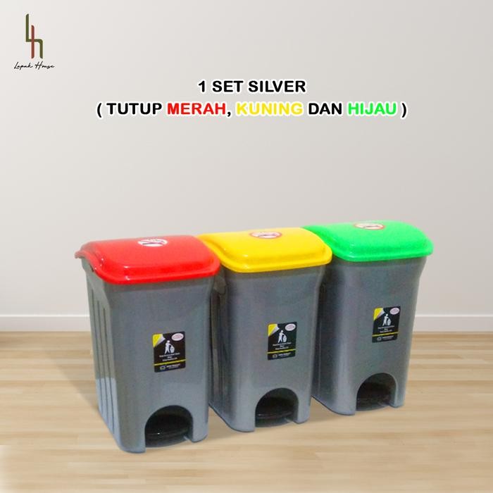 Mpw Tempat Sampah 14L Gandeng / Tempat Sampah 3 Warna / Tempat Sampah Injak