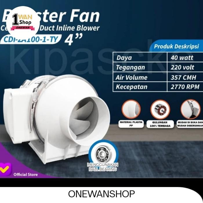 TERBARU 4 in booster fan / blower penghisap asap exhaust 4" kuat untuk dapur, mall, dll