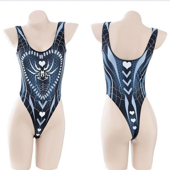 Lingerie Cosplay Kostum Spiderwoman Open V Baju Dinas Malam Bodysuit Spiderman Bodysuit
