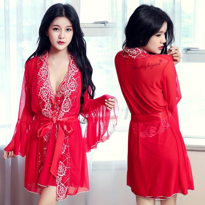 Set Lingerie Hot Lingeries Kimono Dress Sexy Halus Kualitas Premium {TerlarisBest Seller}