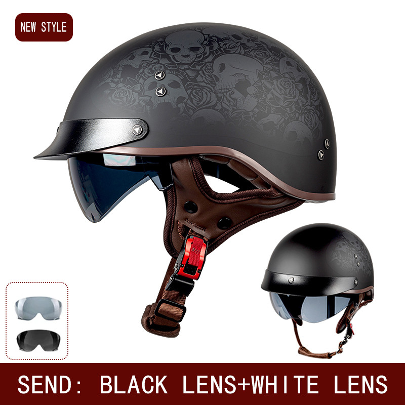 Cruise Locomotive Helmet Motorcycle Helmet Breathable Summer Helmet Helmet Retro Half Helmet With