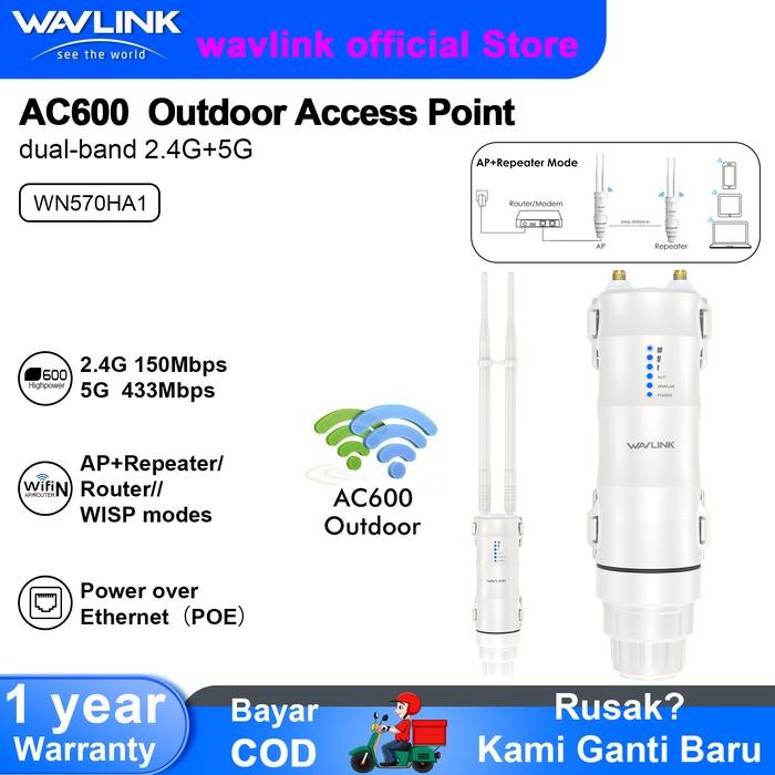 Wavlink AC600 Outdoor WiFi Repeater CPE - Wireless Access Point, Router, Extender Jangkauan Sinyar