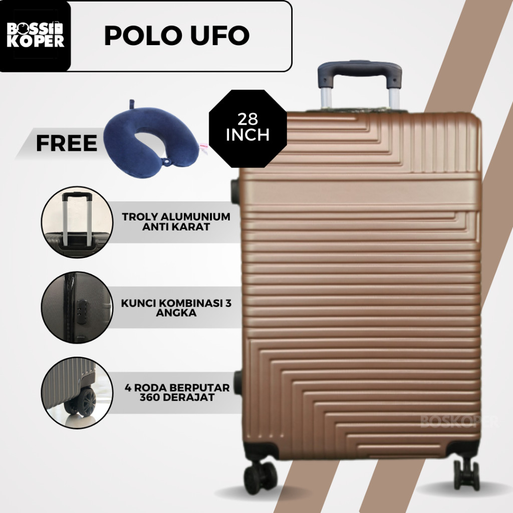 Koper 28 inch Polo UFO 603 ukuran bagasi-jumbo-travel-polo-tas koper-murah-besar-fiber-roda koper