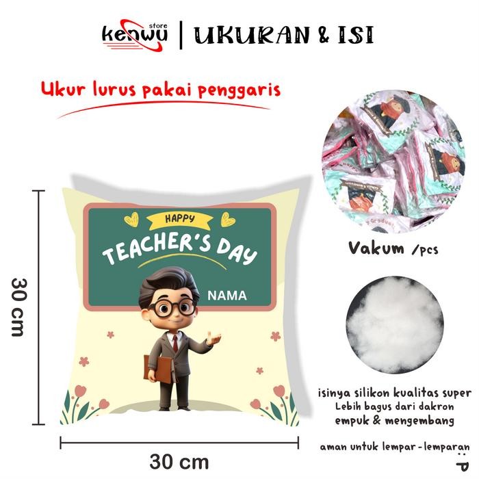 BELANJA BANTAL HARI GURU COWOK 30X30 CM - KADO HARI GURU - HAPPY TEACHER'S DAY - BANTAL HARI GURU -