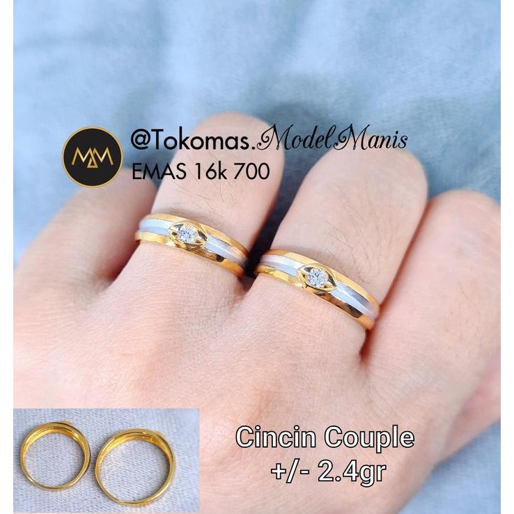 JTTOP" CINCIN EMAS COUPLE WEDDING RING KUNING KOMBINASI PUTIH EMAS 700 KADAR
