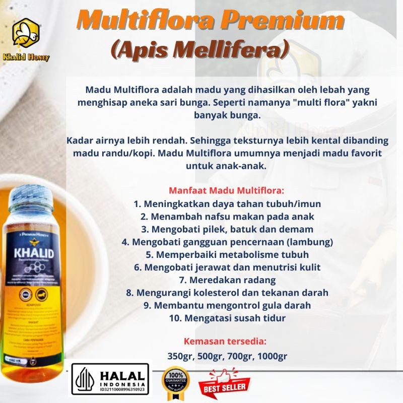 

Sensasi Lezat (700 Gr) Multiflora Premium Khalid Honey Madu Murni Asli 100%