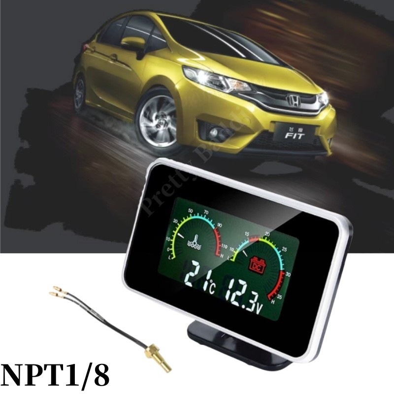 Pengukur Suhu Air Elektronik LCD 2 in 1 Pengukur Suhu Air Tampilan Warna Voltmeter Suhu Mobil Motor