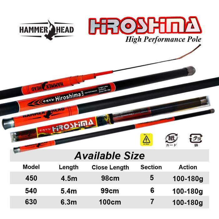 SALE  HAMMERHEAD JORAN TEGEK HIROSHIMA 450CM - 630CM CARBON ACTION KAKU TEGEK RUAS PANJANG COCOK