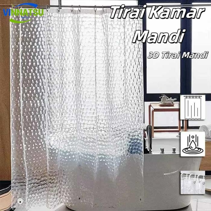[Vinnatsu] 3D Tirai Mandi Tirai Kamar Mandi Anti Air Bahan Tebal Gorden Kamar Mandi Tirai Kamar