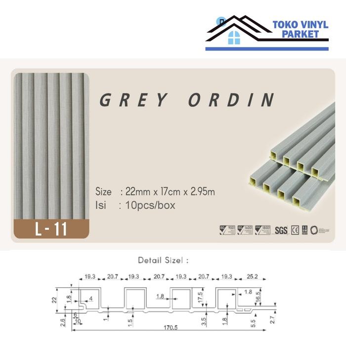 wpc wall panel dinding indoor L-11 grey ordin/lembar