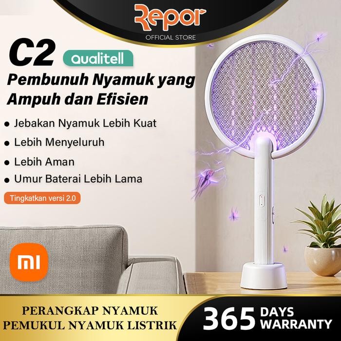 Qualitell Xiaomi Raket Nyamuk Listrik Pemukul Nyamuk Elektrik Lampu