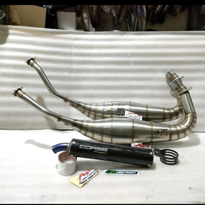 KNALPOT CORSE PROJECT CARBON + AITECH STAINLES ORIGINAL NINJA R RR L TERMURAH