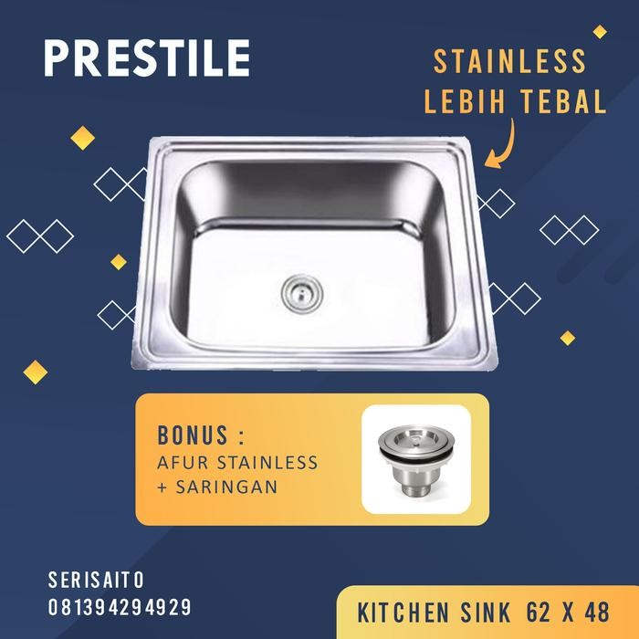 Bak Cuci Piring Stainless Bowl Persegi Kotak Dalam +Afur /Kitchen Sink