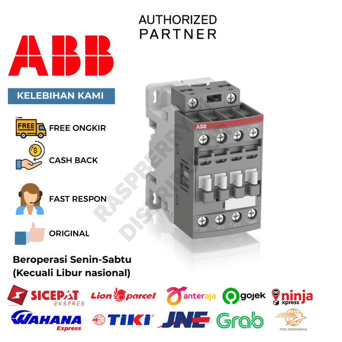 ABB CONTACTOR AF 12-30-10-13 28A 5.5 KW 1NO COIL 100 250VAC/DC TERMURAH