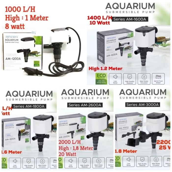 POWER HEAD ARMADA AM 1200 1600 1800 2600 3000 Mesin Pompa Celup Filter Aquarium Aquape Air Terjun