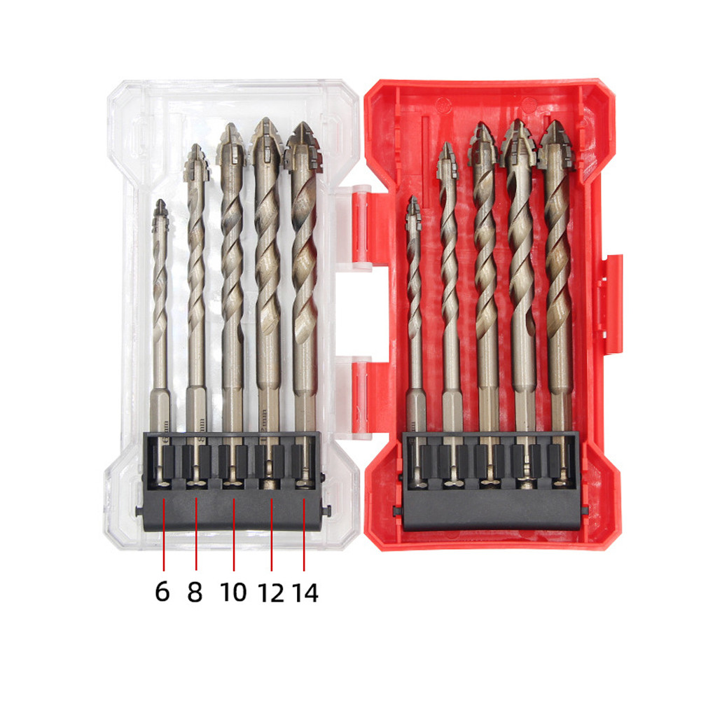 10pcs 6/8/10/12/14mm Four-Flute Eccentric Drill Bit For Drilling Glass Tile Cement Granite Concrete 