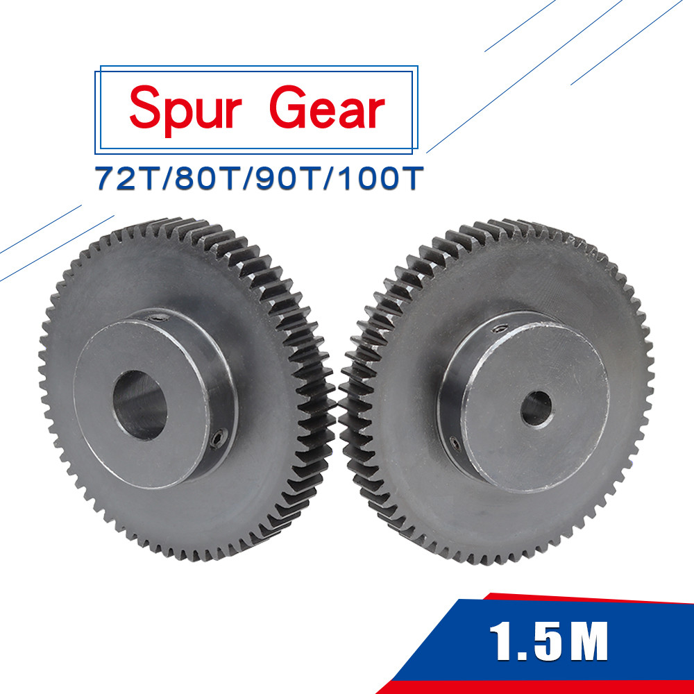 1.5M Spur Gear 72T  80T 90T 100T Carbon Steel With Step 12-40 mm Inner Hole Induction Hardening Blac