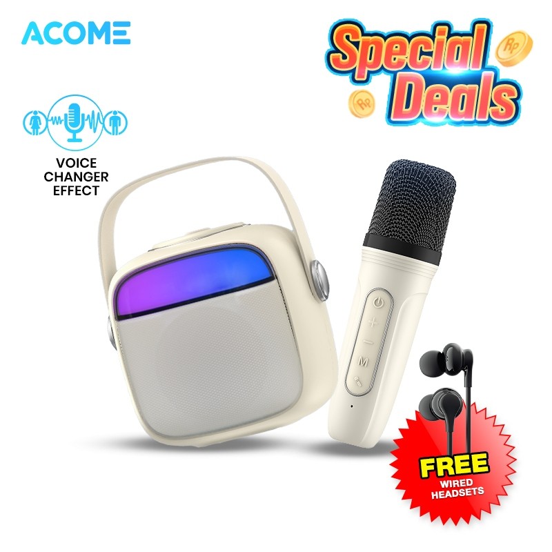 Mex - [FREE HEADSET] ACOME A9 Speaker Karaoke Bluetooth 5.3 / Speaker Wireless Mini RGB 3.5 Watt