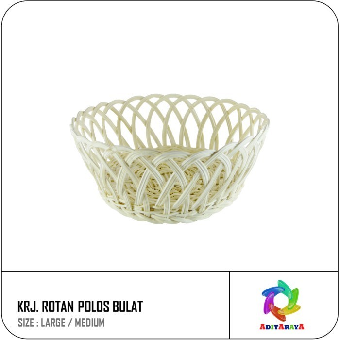 (Allthebest) KERANJANG BUAH ROTAN BULAT POLOS KECIL