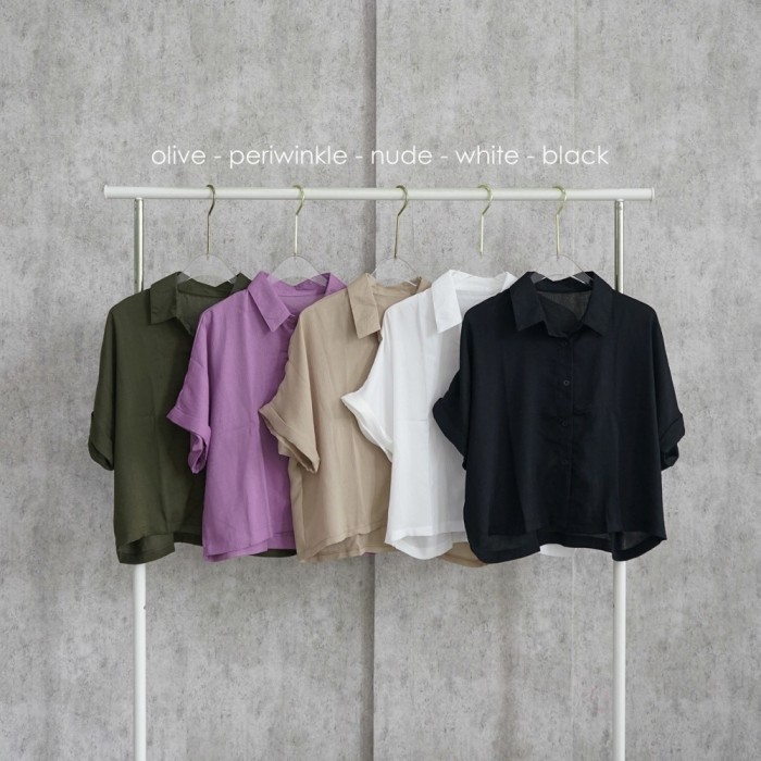 (Allthebest) Rayon Crinkle Crop Top Baju Atasan Kemeja Wanita Big Size Jumbo