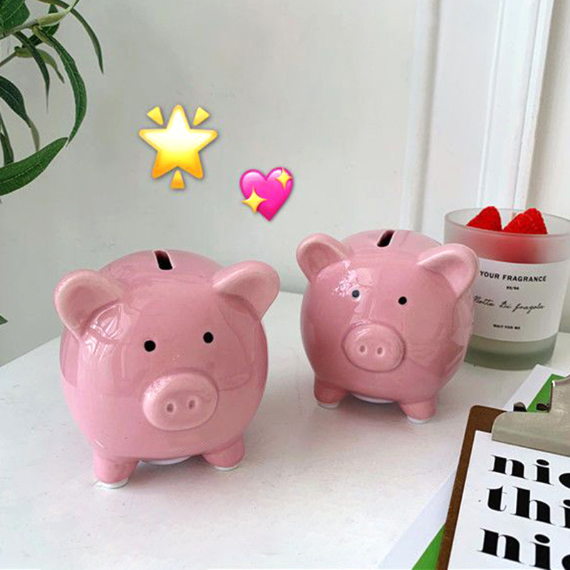 Creative Pig Piggy Bank Ceramics Deposit Jar Saving Box Coin Cash Saving Box For Kids Desk Ornament