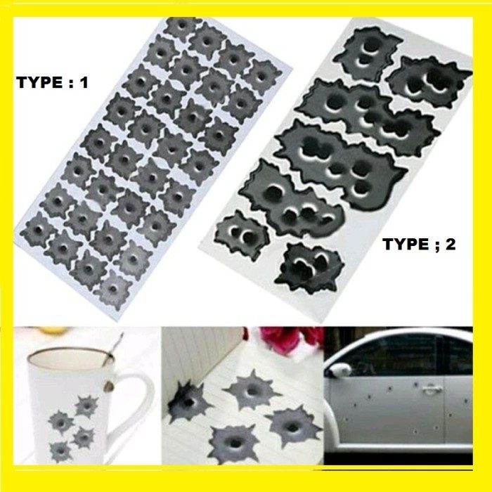 (Allthebest) STIKER MOBIL 3D LUBANG PELURU