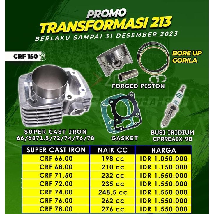 Block Bore Up BRT CRF 150 Verza New Mega Pro