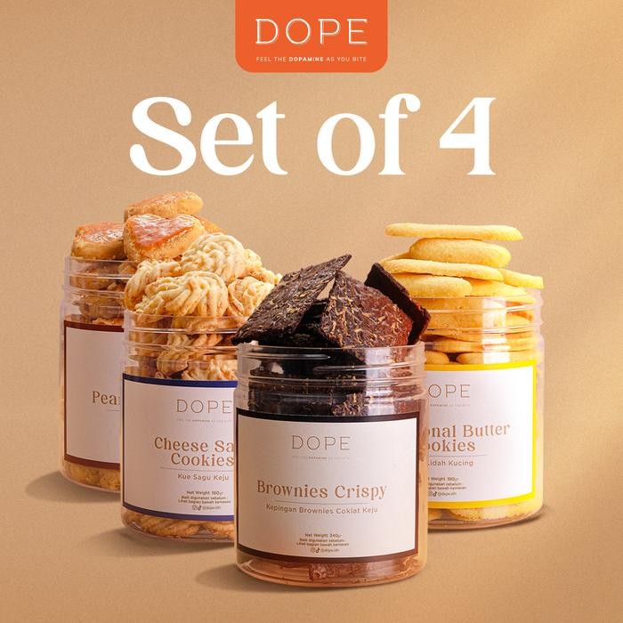 

DOPE Paket Hampers 4 Special / Nastar Wijsman Keju / Brownies Crispy Premium Chocolate / Lidah