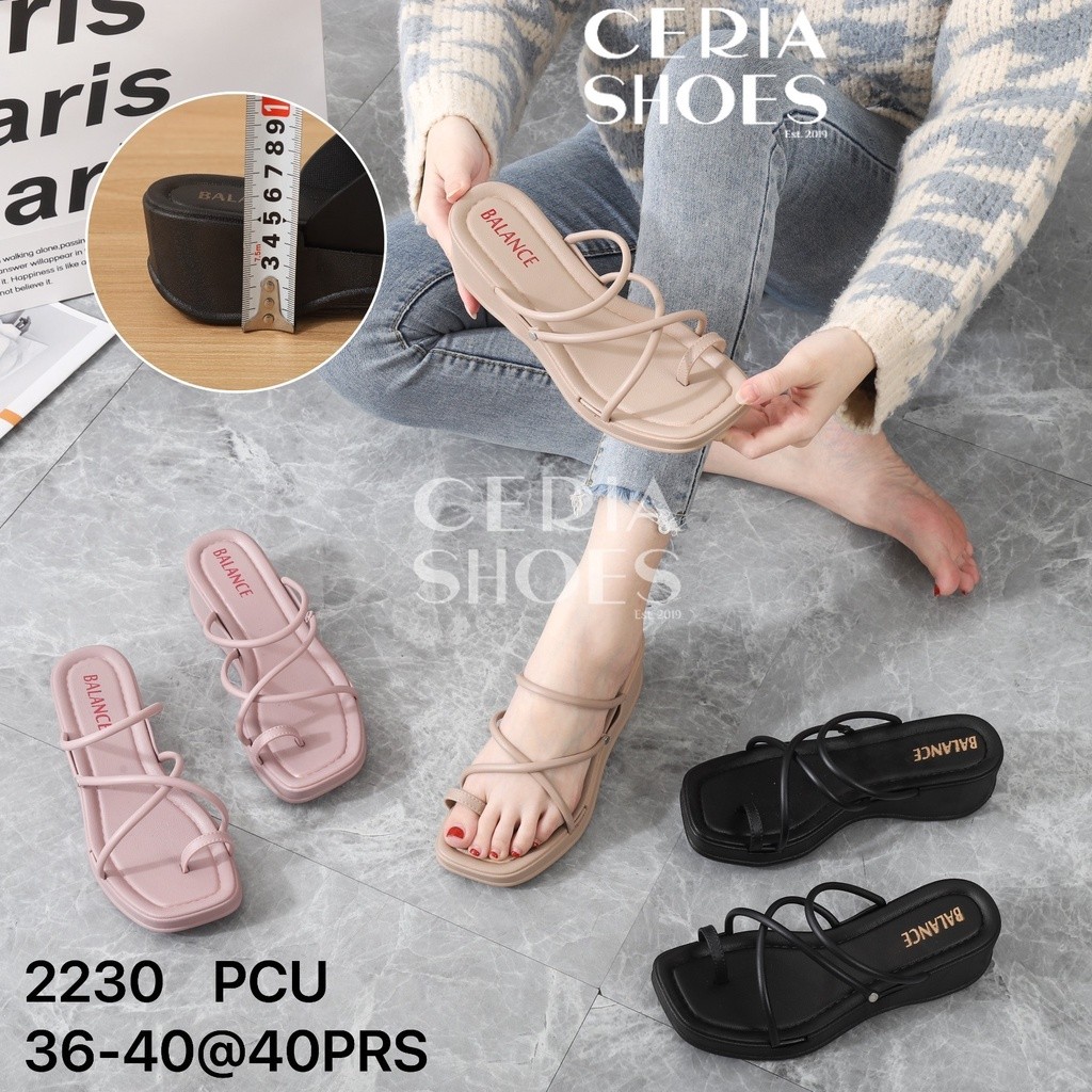 Stryet- Sandal Jepit Wanita Karet Jelly Model Slop Tali WedgesHak Tinggi 5 Cm BALANCE 2230