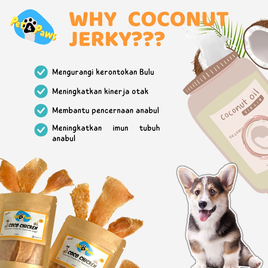 

Mamam_Asoy Petnpaws Chicken Jerky Snack With Virgin Coconut Oil For Dogs Snack Anjing Healthy Dog
