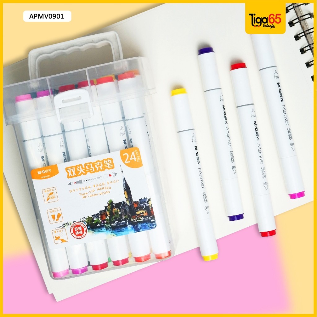 

M&G Double-Tip Triangle Art Marker / Spidol Warna Isi 24 PCS / Double Tip Marker / Apmv0901 / Tas n Tulis