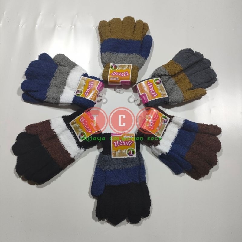 (Grosir) 1 Lusin Sarung Tangan Woll Bulu
