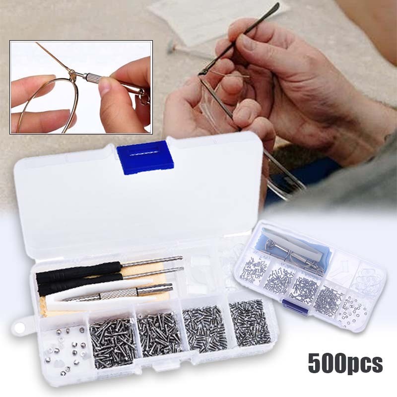 Set Reparasi Kacamata Baut Dan Nose Pad Lebih Praktis Repair Kit Perlengkapan Kacamata - Obeng Nose