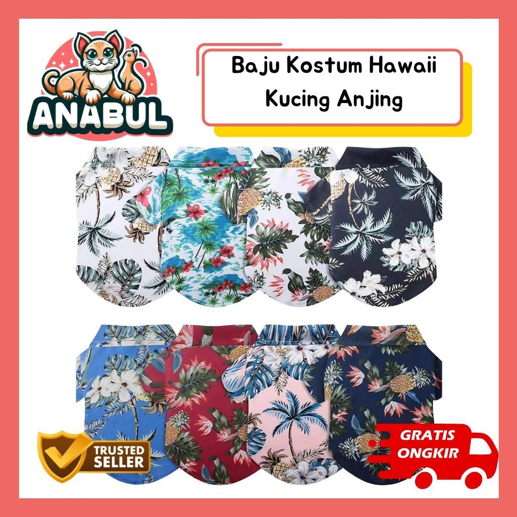 Anabul Cantik - Baju Kostum Hawaii Kucing Anjing