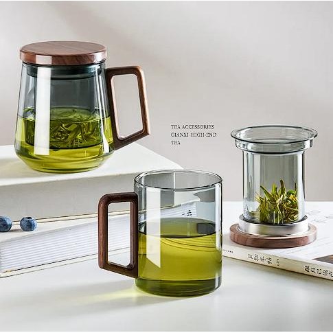 gelas kaca dengan saringan rempah Glass Tea Cup With Tea infuser