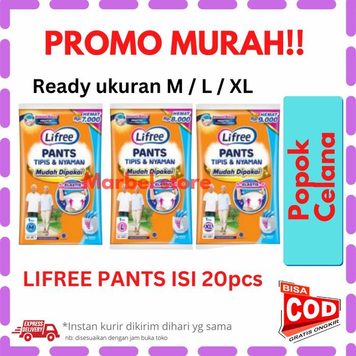 [PAKET MURAH 20PCS] LIFREE SACHET PANTS POPOK CELANA DEWASA ORANG TUA