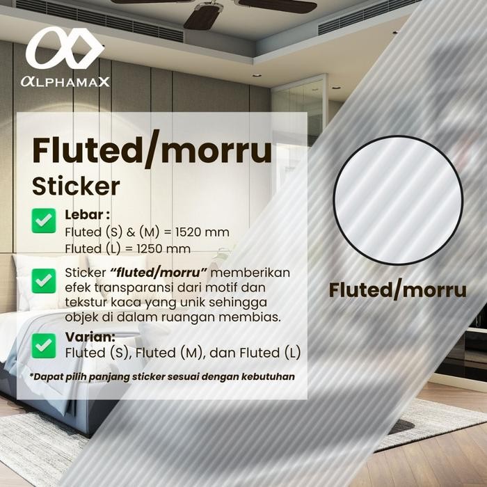 Alphamax Fluted/Morru Glass Sticker Sticker Kaca Fluted/Morru Jendela Sticker Kaca Fluted/Morru