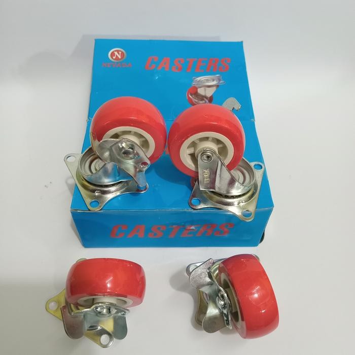 PREMIUM Roda Nylon Rem Merah 2" inch NEVADA / Roda Kastor / Roda Troli Meja