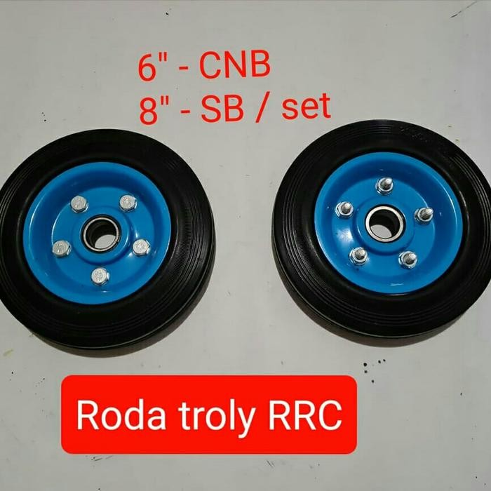 PREMIUM roda troli 8" inch ban karet Roda karet troli 8" inch