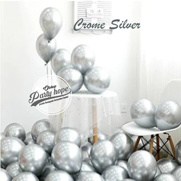 PREMIUM Balon Chrome Silver / Balon Chrome / Balon Latex Metalic Chrome Gray