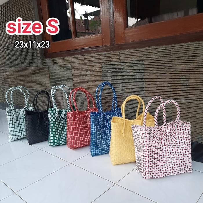 PREMIUM Tas Anyaman Plastik/ Tas Belanja/ Tas Pasar Jelly Bag size XS