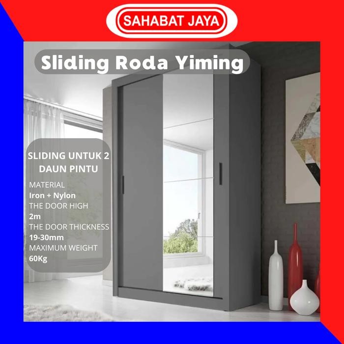 PREMIUM Set Rel Roda Pintu Lemari Sliding Yiming untuk 2 dan 3 Pintu