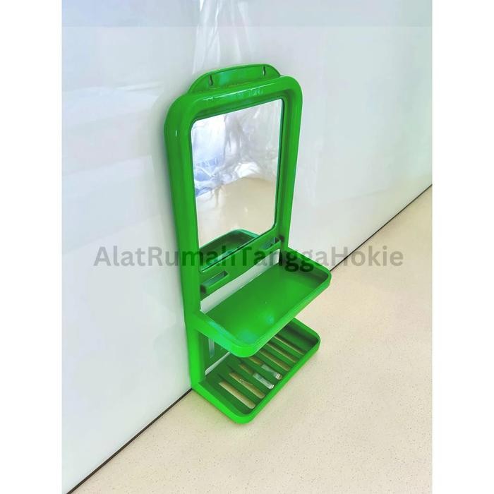 Terlaris Rak Cermin Kamar Mandi Dinding Sabun Tempel Kosmetik Make Up Kaca Gantung Tempat Sabun Kaca