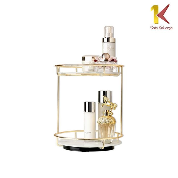 Terlaris [Cod] Sk K134 Rak Kosmetik Bulat 2 Tingkat Putar 360 Derajat Tempat Penyimpanan Riasan