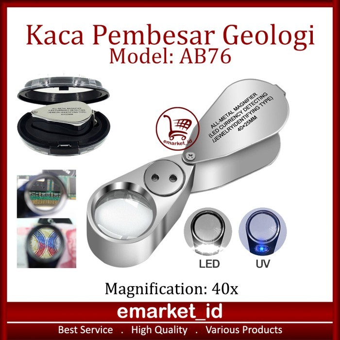 

Bricks - Kaca Pembesar Geologi Led Uv 40X Ab76 / Perhiasan Batuan / Lup Lensa