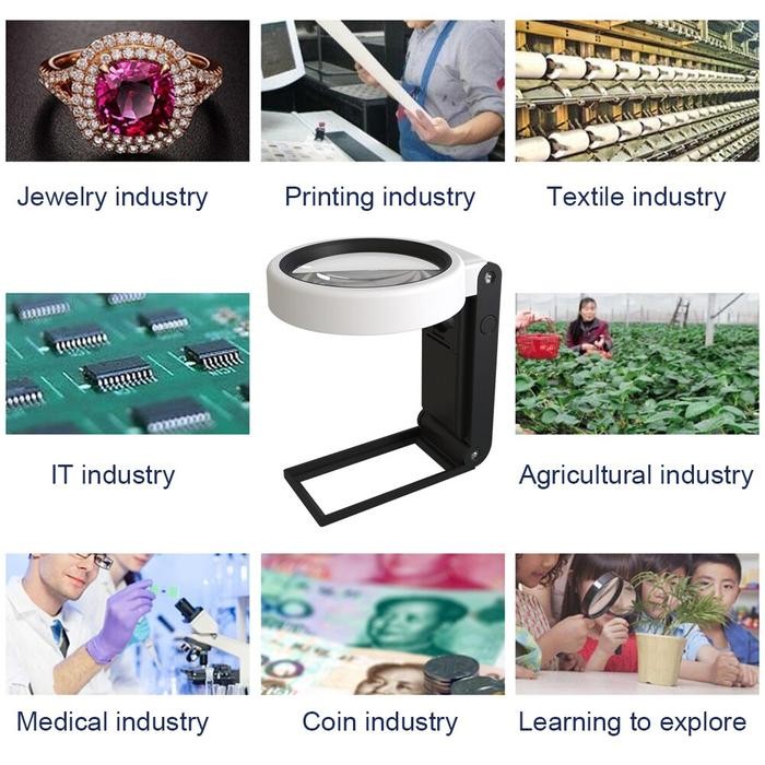 

Bricks - Kaca Pembesar Foldable 6 Led 2 Uv 3.5X-6X 25X Ag32 / Kain Percetakan